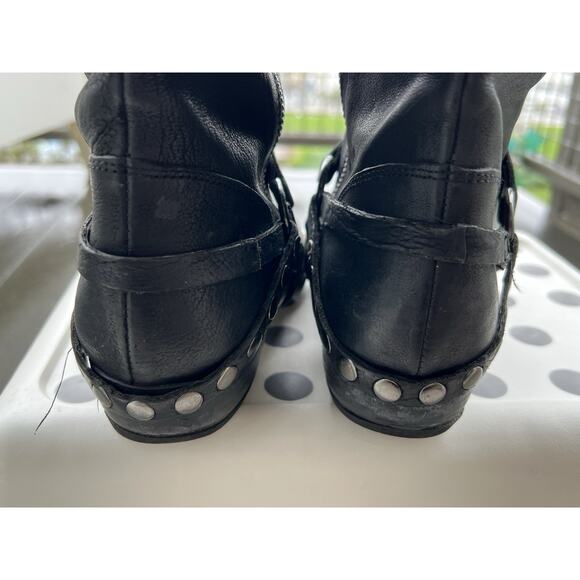 La Scarpa Paris Black Platform Boots Harness Studded textured Leather Sz-38 - Picture 4 of 11